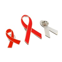 Vente en gros d'épinglettes vierges en métal émaillé souple en forme de ruban bleu rose rouge pour sensibilisation au cancer du sein en stock