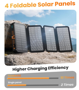Meilleure vente en <span class=keywords><strong>Europe</strong></span> : Batterie externe solaire pliable et étanche 30000mAh avec chargeur sans fil rapide PD et 4 câbles, portable 20000mAh - Product Image 3