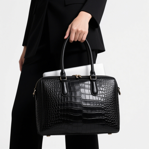 Produttore modello di coccodrillo su misura vera pelle di vacchetta in pelle di vacchetta borsetta da ufficio lavoro portatile borsa a mano per le donne - Product Image 5