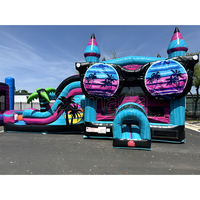 Nouveau château gonflable et toboggan aquatique 3D sur le thème de la plage, combo Casa Inflable Playground Water Slide Combo pour l'été