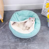 Modernes Komfortables Massives Plüsch-Stoff Haustierbett in Kartonverpackung XL Integriertes Quadratisches Muschelform-Design Ganzjahres-Katzen- und Hundebett
