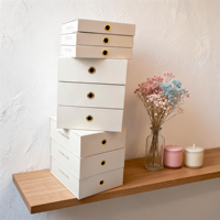 Boîte en papier d'emballage de luxe blanche pliable avec logo personnalisé, fermeture magnétique, pour vêtements, chocolats, bijoux