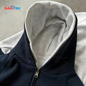 Felpa con Cappuccio Oversize a Doppio Strato con Logo Personalizzato, Alta Qualità, Stile Y2K, in Cotone Vintage Stampato con Cerniera, <span class=keywords><strong>Streetwear</strong></span> da Uomo - Product Image 3