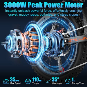 USA Warehouse Stock Long Mileage <b>Fat</b> Tire <b>Ebike</b> Rear Hub Motor 3000W Lithium Battery Hydraulic Disc Brakes Road Mountain Bike - Product Image 4