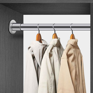 Jinrongda Chrome Garde-robe Rail Suspendu Vêtements Tube <span class=keywords><strong>Support</strong></span> Placard Rond Tube Tige Bride - Product Image 3