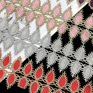 Tappezzeria Costume da te rifinitura nastro in poliestere ricamato bordo bordo tessitura vestiti per cucire tessuto etnico oro rifiniture in pizzo - Product Image 5