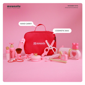 Ensemble de maquillage en bois Montessori pour filles, jeu d'imitation, kit de <span class=keywords><strong>salon</strong></span> de beauté, miroir, sac de <span class=keywords><strong>rangement</strong></span>, apprentissage précoce 4-6 mois - Product Image 4