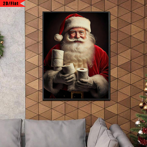 Póster Artístico de baño de Santa, impresiones artísticas de pared de vacaciones de Navidad humorísticas, regalo de baño divertido, rollos de baño, Base de soporte de lienzo impreso - Product Image 2
