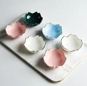 Flower Ceramic Dish Seasoning Dipping Bowl Sakura Plate Cherry Blossom Vinegar Soy Sauce Dishes for Kitchen