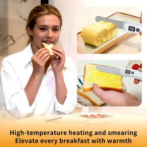 Couteau à beurre chauffant rechargeable électrique avec 2 niveaux de température et écran LED pour beurre dur, fromage, confiture - Product Image 4