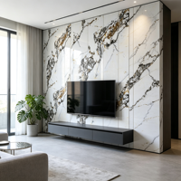 Panneau mural en pierre de marbre UV, PVC imperméable, revêtement intérieur haute brillance, fourniture d'usine