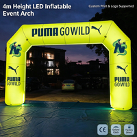 Arche gonflable carrée LED lumineuse personnalisable avec logo en tissu Oxford pour ligne de départ/arrivée de marathon et course