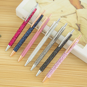 Stylos à bille avec paillettes et sequins, stylo à bille rétractable, à encre noire, en métal, à bout moyen, nouveauté - Product Image 2