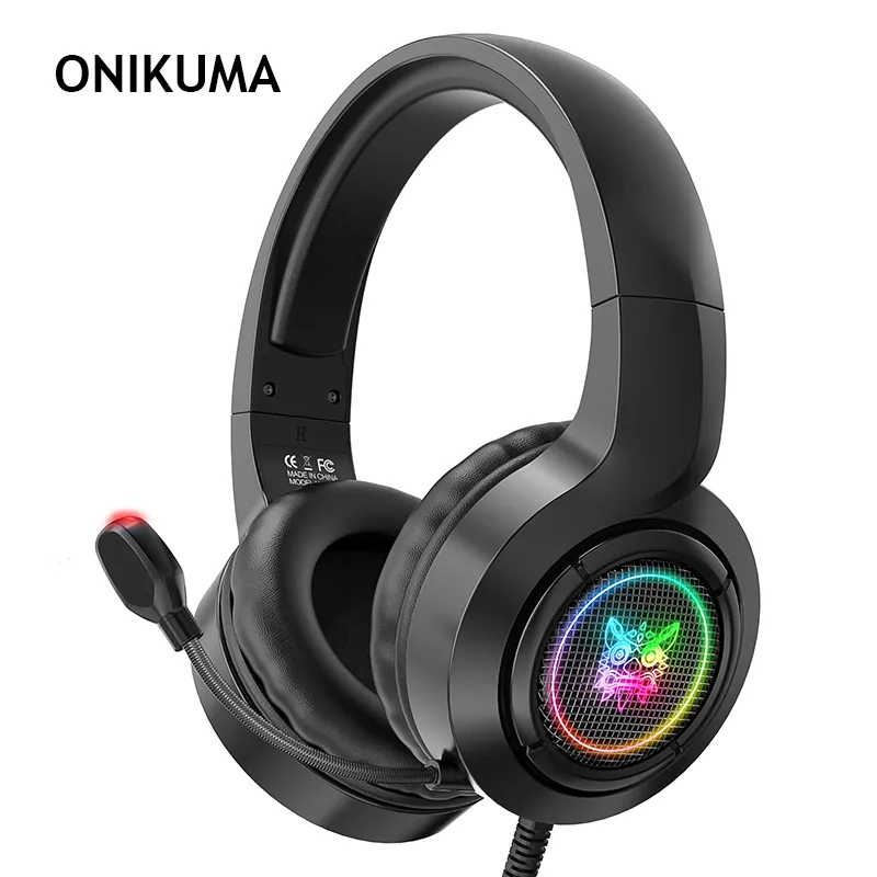 ONIKUMA Headset Gaming X1 X2 X3 X4, Headphone Game Stereo Kabel dengan Mic RGB Lampu LED untuk Laptop PS4 Gamepad Xbox One PC
