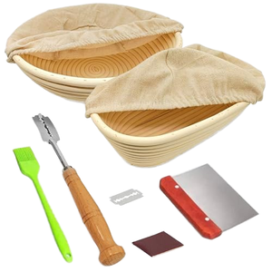 KV NATURAL HOME Natural Rattan for Proofing Basket Eco-Friendly Sourdough <b>Bread</b> Dough Rising Set of 2 Food Contact Safe - Product Image 1