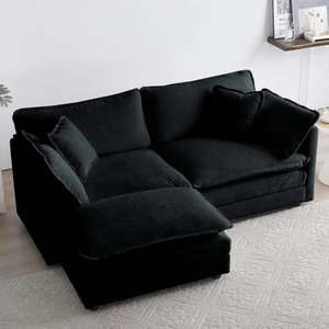 Hiện Đại Châu Âu Kích Thước Lớn Màu Be Chenile Vải Modular Loveseat Chân Không Nén Phòng Khách Cắt <span class=keywords><strong>Sofa</strong></span> Với Ottoman - Product Image 2