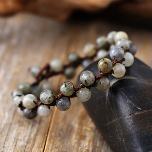 Imperial Stone Jewelry Labradorite Double Layer Hand Woven <b>Bracelet</b> <b>Adjustable</b> Friendship <b>Bracelet</b> For Gift - Product Image 4