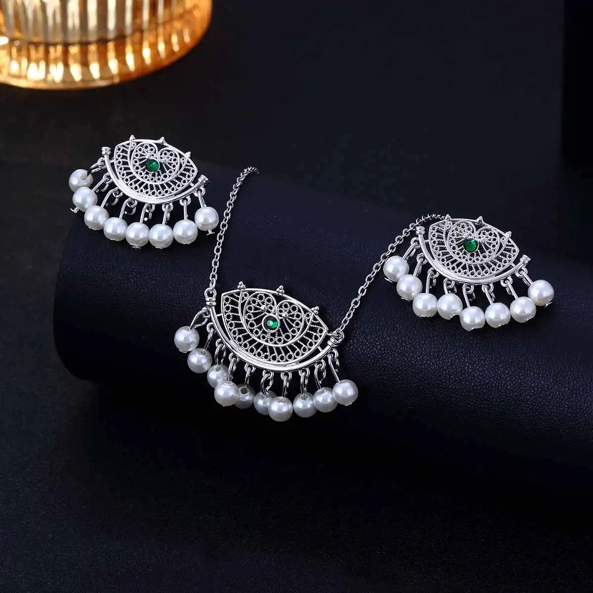 CDD 2024 moda forme geometriche perline collana con nappe Set di gioielli da sposa indiani di lusso da donna