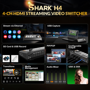 Switcher Video Mixer per Live Streaming AVMATRIX SHARK H4 Multi-Camera per HDMI, Stream RTMP SRT, Registrazione su Disco USB/Scheda SD, Interamente in Metallo - Product Image 2