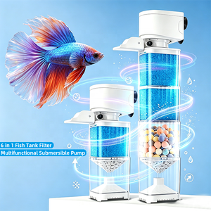 Filtro de Aquário Multifuncional 6 em 1 Moderno de Plástico com Sifão Submersível, Esponja Interna, Bio Bolas e Bomba de Oxigenação - Product Image 1
