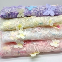 Accessoires pour cheveux faits main en tissu maille 3D avec broderie florale et papillons découpés au laser, garnitures et fournitures DIY