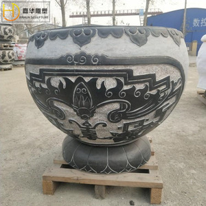Jiahua Stone Carved Flower Pot Large Outdoor Garden <b>Water</b> Feature Traditional Design Durable Bluestone Planting <b>Container</b> - Product Image 3