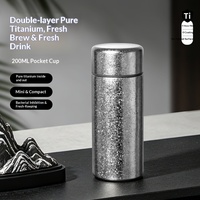 Cangkir Termos Titanium Murni - Kapasitas Kecil Portabel untuk Air dan Teh di Luar Ruangan, Antibakteri, Menjaga Kesegaran, Hadiah Desain Modern Vakum