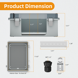 กล่องไฟฟ้ากันน้ำ IP65 วัสดุ ABS ขนาด 190x290x140 มม. พร้อมสายร้อยสายไฟ ราง DIN ป้องกันฝุ่น กล่องควบคุมสำหรับโซลาร์ - Product Image 4