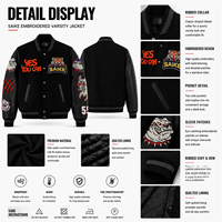 Veste universitaire personnalisée pour homme en cuir véritable avec patch en chenille brodé, veste bomber de style Letterman noire, vêtements de sport d'équipe