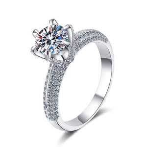 Bague de promesse <span class=keywords><strong>en</strong></span> argent sterling 925 avec moissanite classique AZ217-J, <span class=keywords><strong>solitaire</strong></span> à six griffes, 0,5/1/2 ct, bague <span class=keywords><strong>en</strong></span> moissanite pour femmes - Product Image 1
