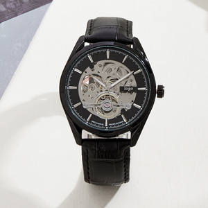 Montre-Bracelet Mécanique Automatique de Luxe Personnalisable Tourbillon Cadran Jour <span class=keywords><strong>Saphir</strong></span> Argent/ Bracelet <span class=keywords><strong>Cuir</strong></span> - Product Image 3