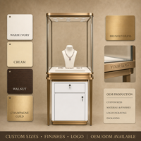 Vitrine à bijoux autoportante en or rose, avec tiroirs verrouillables et éclairage LED, pour magasin de bijoux