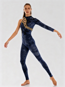 Novos Designs de Leotards em Tie Dye Azul Marinho com Design Off Shoulder da Anna Shi para Fantasias de Dança - Product Image 3