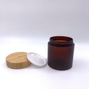 Pot en plastique de qualité alimentaire de 250 ml (8 oz) avec couvercle en bambou, à large ouverture, transparent givré ambré, pot en PET pour crème cosmétique de 150 ml et 500 ml - Product Image 6
