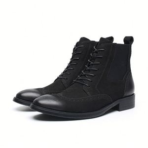 Bottes à lacets Goodyear pour hommes, style italien, en cuir véritable fait main, respirantes et légères, collection automne - Product Image 6