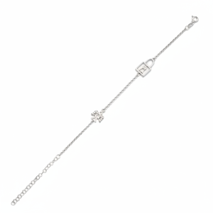 CZ Stone Angel Design <b>Charm</b> and Lock <b>Charm</b> <b>Bracelet</b> Wholesale Handcraft 925 Sterling <b>Silver</b> Jewelry Rhodium Plated Hot Sale - Product Image 2
