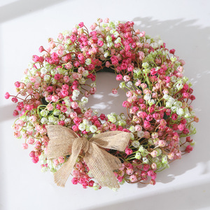 Guirlande artificielle avec nœud en <span class=keywords><strong>toile</strong></span> <span class=keywords><strong>de</strong></span> <span class=keywords><strong>jute</strong></span>, guirlande florale en plastique, décoration <span class=keywords><strong>murale</strong></span> ronde pour porte d'entrée, maison, mariage - Product Image 2