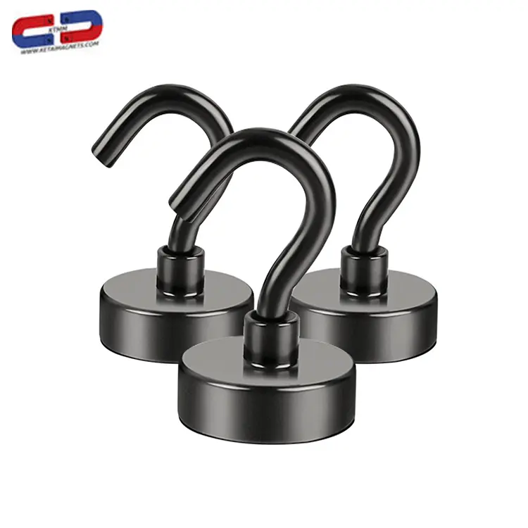 Hot Sale Heavy Duty Neodymium Magnet Hook with Rust Proof for Indoor Outdoor Hanging Refrigerator Kitchen Key Holder