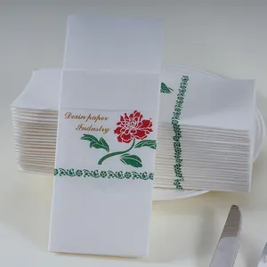 Toalla de invitados de fieltro de lino desechable, toallas de papel, servilletas suaves y absorbentes, servilletas Airlaid personalizadas para banquetes y bodas