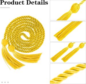 Cordones de Honor Dorados para Graduación, 67 Pulgadas, Trenzados de Poliéster, para Toga de Licenciatura, Maestría, Doctorado, Regalia Académica, Ceremonia Universitaria - Product Image 3