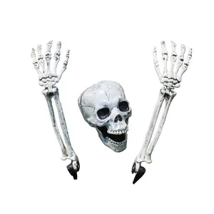 Halloween Skeleton Stakes Decorations 3Pcs Ground breakers Head Arms Stakes Crack Skeleton Decor for Sale