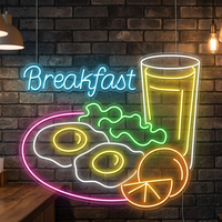 Letrero de Neón LED Multicolor Personalizable, Luz Publicitaria Personalizada para Desayunos, Decoración de Pared para Cafetería, IP54