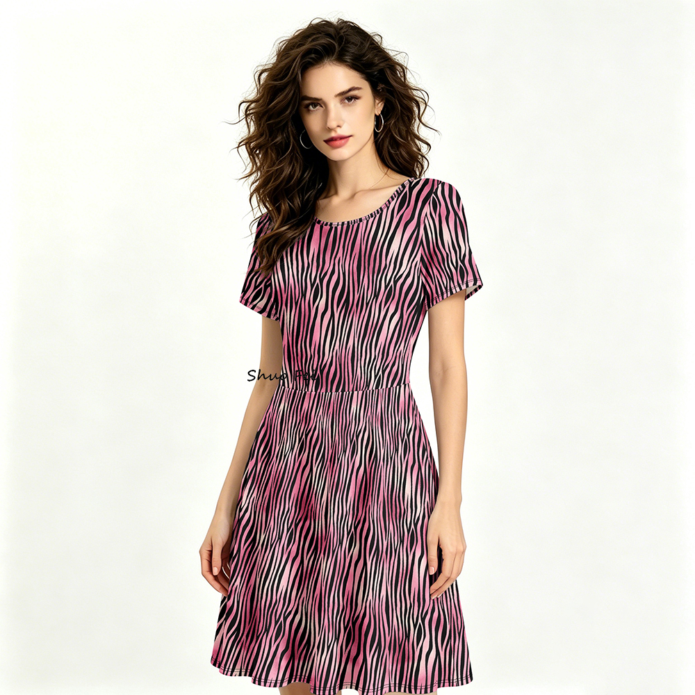 Shop Online Pink and Black Striped Dress Soft & Stretchy Material |  Alibaba.com