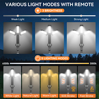 Lanterne de camping LED multifonctionnelle, support trépied portable, intensité réglable, télécommande, chargement USB-C, lampe de pêche de nuit d'urgence