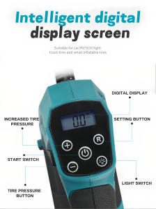 משאבת אוויר צמיגים אוטומטית מתנפח משאבת אוויר צמיג ליתיום-יון אלחוטי - Product Image 2