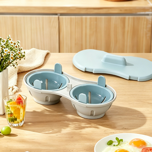 <span class=keywords><strong>Cuiseur</strong></span> à œufs manuel double capacité pour <span class=keywords><strong>micro</strong></span>-ondes Maisons, appareil de cuisson des œufs domestique, gadget de cuisine facile à ranger - Product Image 2