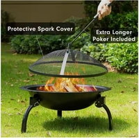 Foyer portable le plus vendu avec pieds pliables pour le camping en plein air avec couvercle d'étincelle et bâton de feu, pot de feu pour plusieurs personnes