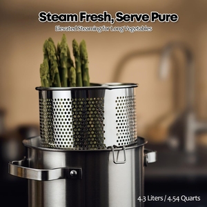 Olla para <span class=keywords><strong>Pasta</strong></span> de Acero Inoxidable con Colador Integrado, Vaporera para Hervir y Escurrir <span class=keywords><strong>Pasta</strong></span> y Verduras, Utensilio de Cocina de Fácil Drenaje - Product Image 3