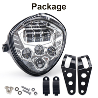 Phare de moto OVOVS 7 pouces avec support de fixation, fond rouge, DRL blanc, faisceau haut/bas pour moto Honda Yamaha Triumph