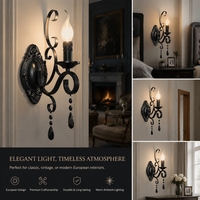 Lampe à bougie classique en fer de luxe, ampoule E14, style européen rétro, lampe murale intérieure pour salle à manger